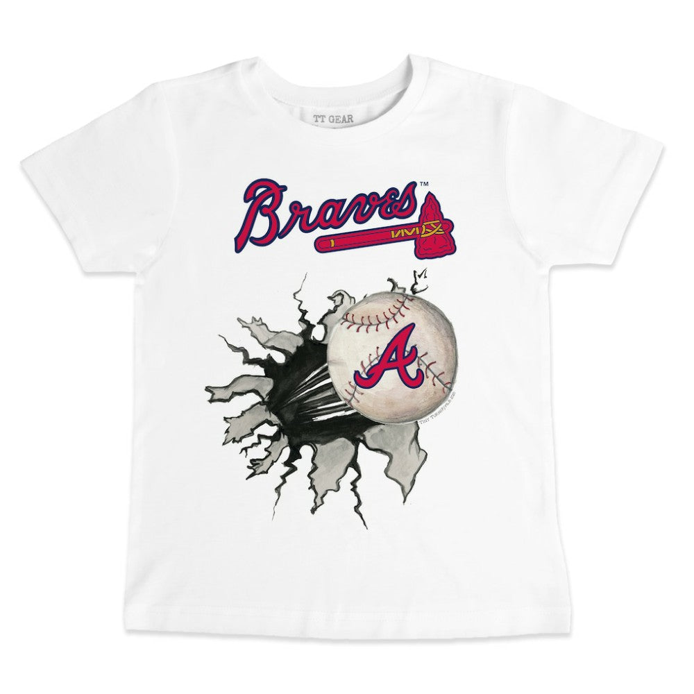 Atlanta Braves Tiny Turnip Youth Baseball Tear T-Shirt White