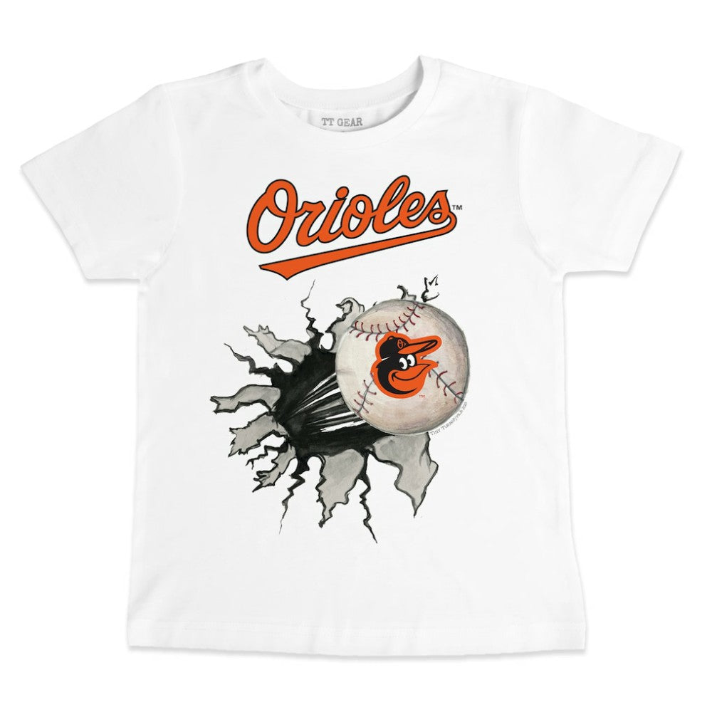 Baltimore Orioles Tiny Turnip Youth Baseball Tear T-Shirt White