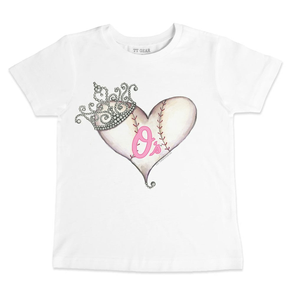 Baltimore Orioles Tiny Turnip Youth Baseball Tiara Heart T-Shirt White