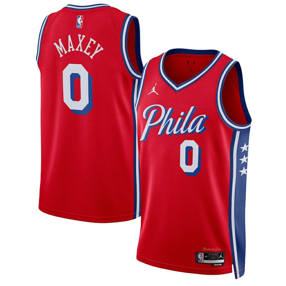 Tyrese Maxey Philadelphia 76ers Jordan Brand Unisex Swingman Jersey - Statement Edition - Red discount