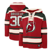 Martin Brodeur New Jersey Devils '47 Retired Player Name & Number Lacer Pullover Hoodie Red