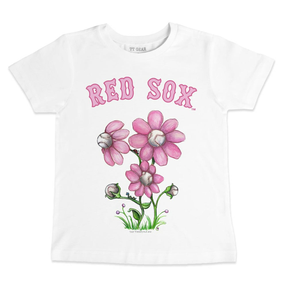 Boston Red Sox Tiny Turnip Youth Blooming Baseballs T-Shirt White