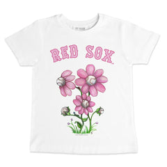 Boston Red Sox Tiny Turnip Youth Blooming Baseballs T-Shirt White