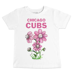 Chicago Cubs Tiny Turnip Youth Blooming Baseballs T-Shirt White