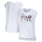 New York Islanders WEAR by Erin Andrews Women's Greetings From Muscle T-Shirt White