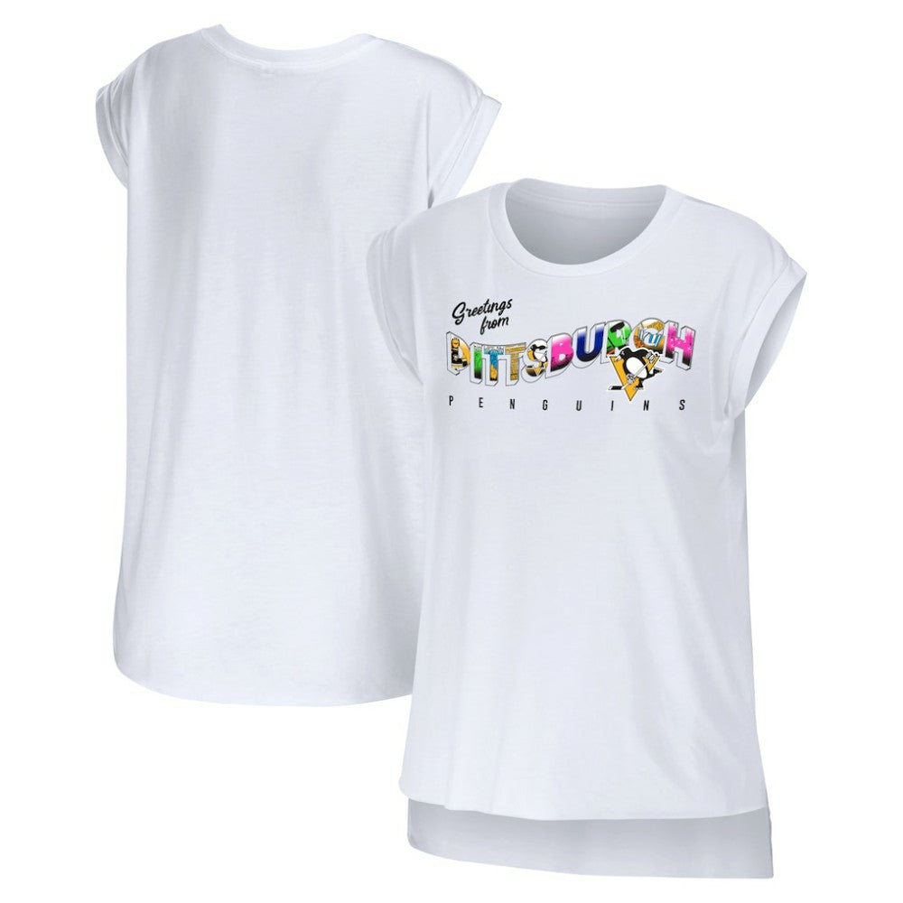 Pittsburgh Penguins WEAR by Erin Andrews Women's Greetings From Muscle T-Shirt White