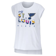 St. Louis Blues WEAR by Erin Andrews Women's Greetings From Muscle T-Shirt White