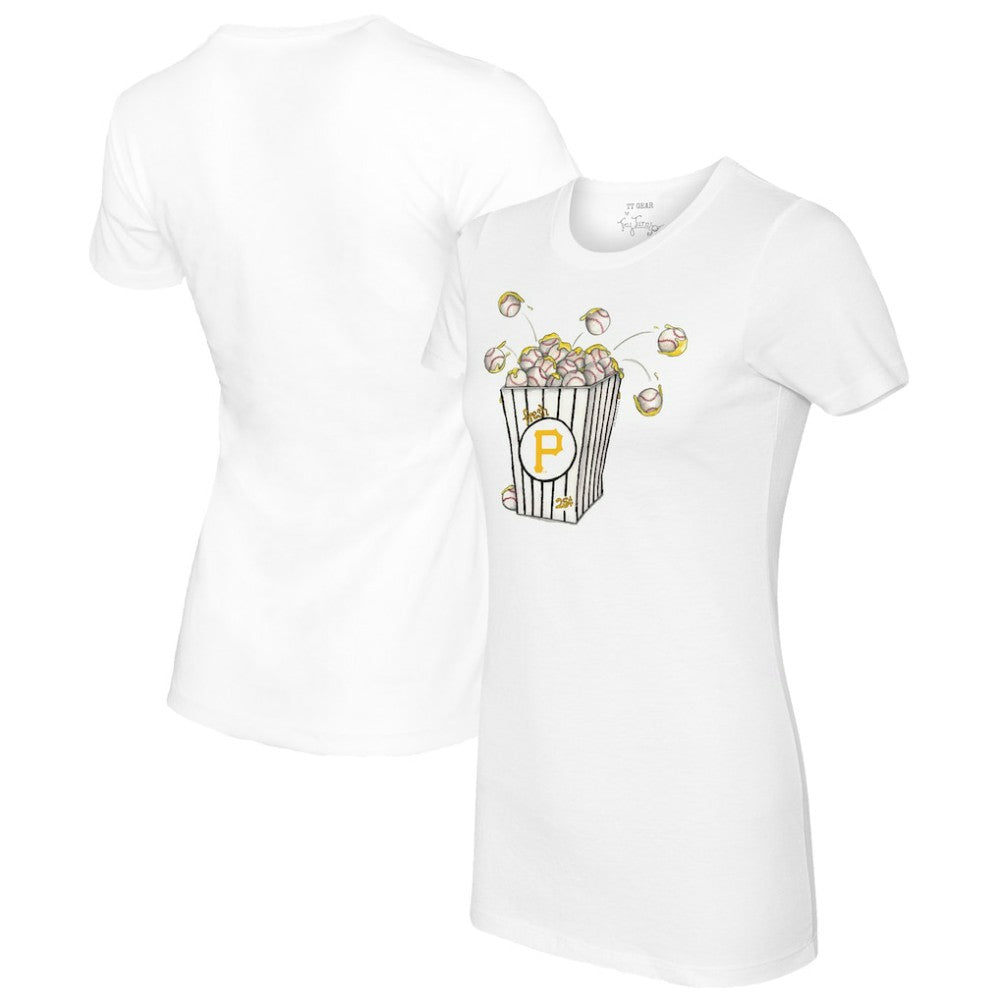 Pittsburgh Pirates Tiny Turnip Women's Popcorn T-Shirt White