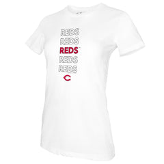 Cincinnati Reds Tiny Turnip Women's Stacked T-Shirt White