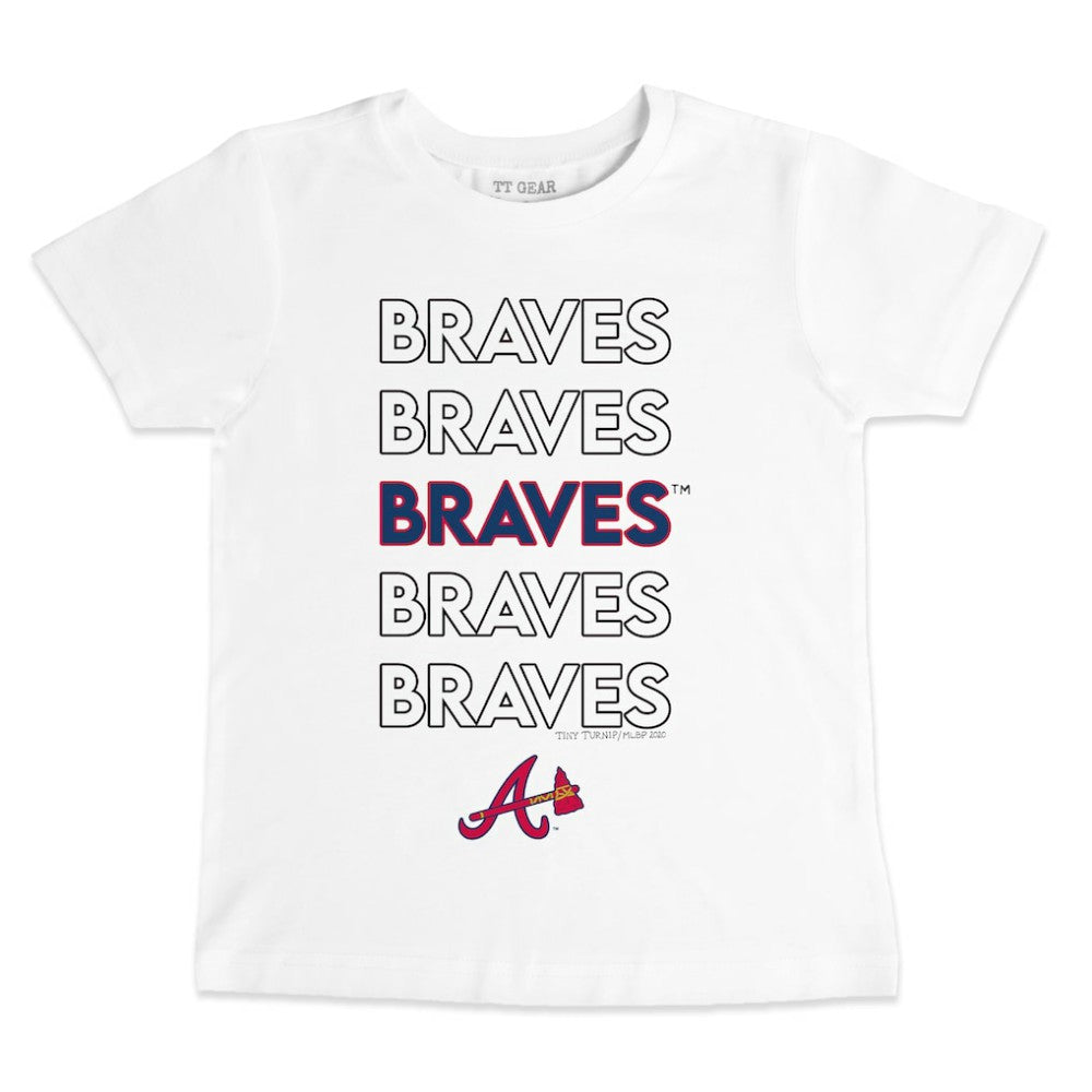 Atlanta Braves Tiny Turnip Youth Stacked T-Shirt White