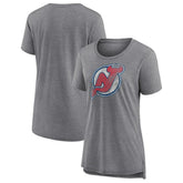 New Jersey Devils Women's Slow Whistle Tri-Blend T-Shirt Gray