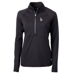 Los Angeles Dodgers Cutter & Buck Women's Adapt Eco Knit Stretch Half-Zip Pullover Top Black