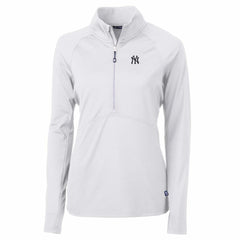 New York Yankees Cutter & Buck Women's Adapt Eco Knit Stretch Half-Zip Pullover Top White