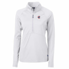 Chicago Cubs Cutter & Buck Women's Adapt Eco Knit Stretch Half-Zip Pullover Top White