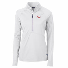 Cincinnati Reds Cutter & Buck Women's Adapt Eco Knit Stretch Half-Zip Pullover Top White
