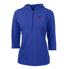 Philadelphia Phillies Cutter & Buck Women's Virtue Eco Pique 3/4 Sleeve Half-Zip Pullover Hoodie Royal