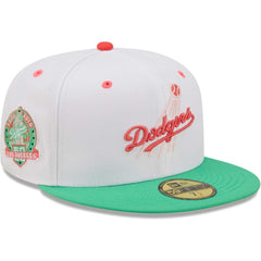 Los Angeles Dodgers 50th Anniversary in Los Angeles Watermelon Lolli 59FIFTY Fitted Hat White/Green | New Era