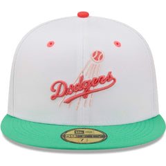 Los Angeles Dodgers 50th Anniversary in Los Angeles Watermelon Lolli 59FIFTY Fitted Hat White/Green | New Era