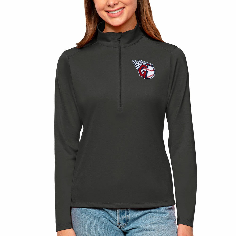 Cleveland Guardians Antigua Women's Tribute Quarter-Zip Pullover Top Charcoal