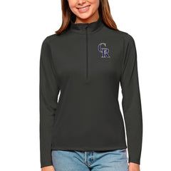 Colorado Rockies Antigua Women's Tribute Quarter-Zip Pullover Top Charcoal