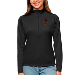 San Francisco Giants Antigua Women's Tribute Quarter-Zip Pullover Top Black