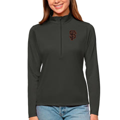 San Francisco Giants Antigua Women's Tribute Quarter-Zip Pullover Top Charcoal