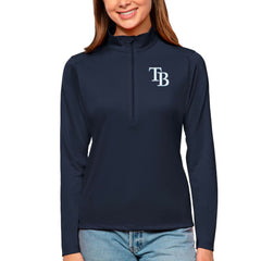 Tampa Bay Rays Antigua Women's Tribute Quarter-Zip Pullover Top Navy