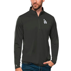 Los Angeles Dodgers Antigua Tribute Quarter-Zip Pullover Top Charcoal