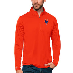 New York Mets Antigua Tribute Quarter-Zip Pullover Top Orange