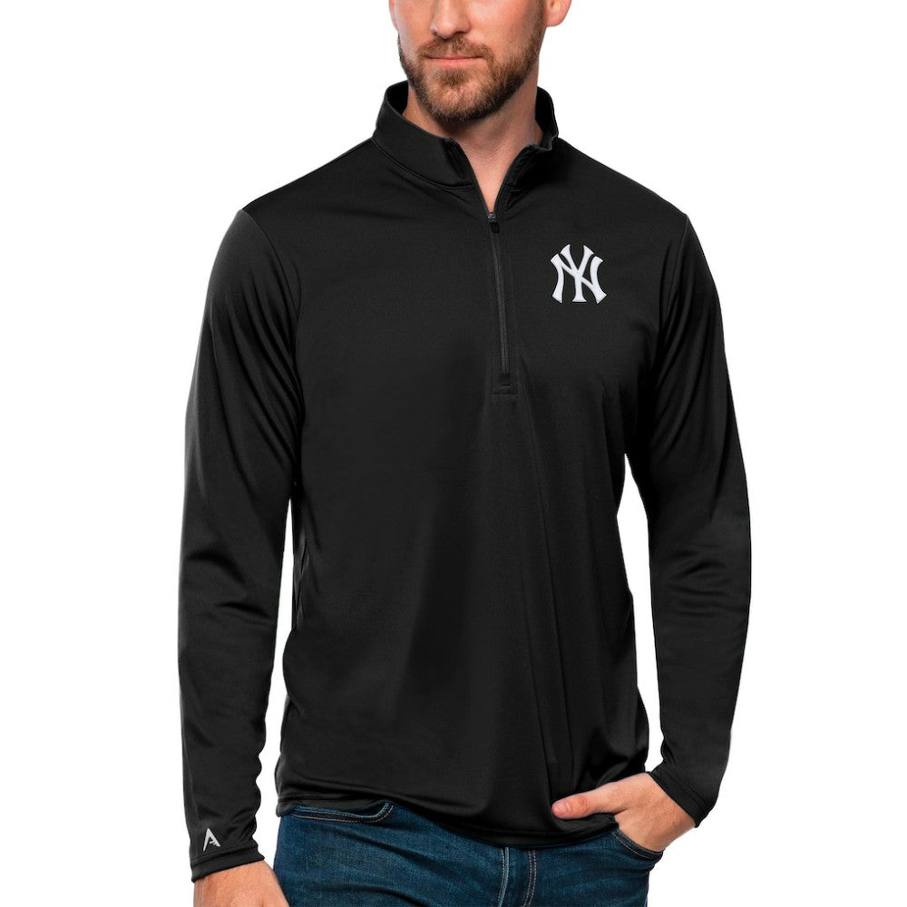 New York Yankees Antigua Tribute Quarter-Zip Pullover Top Black