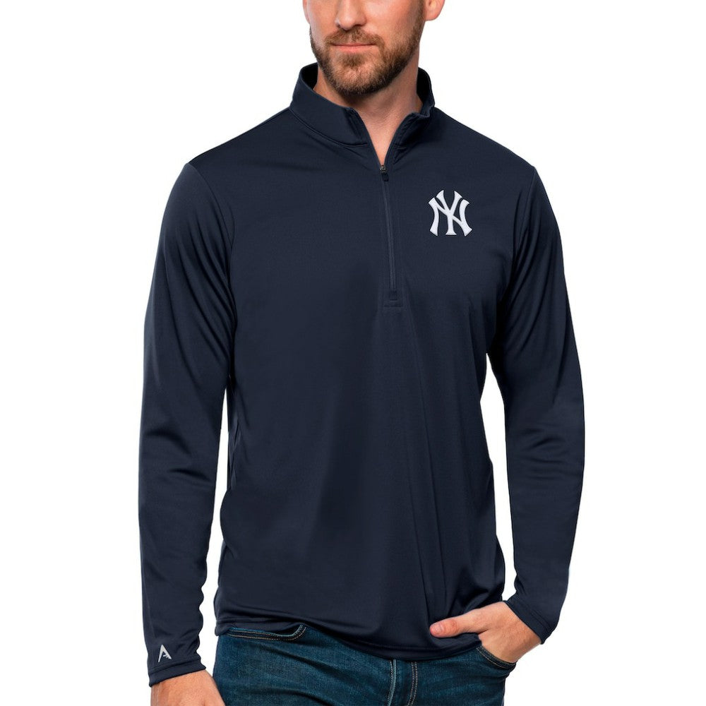 New York Yankees Antigua Tribute Quarter-Zip Pullover Top Navy