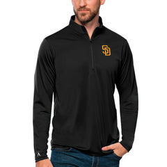 San Diego Padres Antigua Tribute Quarter-Zip Pullover Top Black