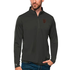 San Francisco Giants Antigua Tribute Quarter-Zip Pullover Top Charcoal