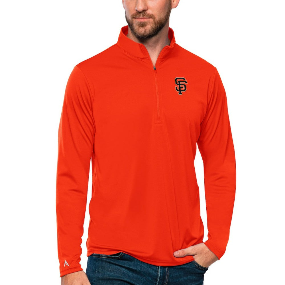 San Francisco Giants Antigua Tribute Quarter-Zip Pullover Top Orange