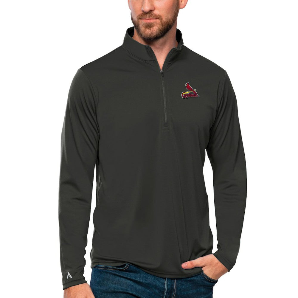 St. Louis Cardinals Antigua Tribute Quarter-Zip Pullover Top Charcoal