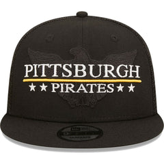 Pittsburgh Pirates Patriot Trucker 9FIFTY Snapback Hat Black | New Era