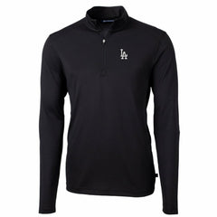 Los Angeles Dodgers Cutter & Buck Big & Tall Virtue Eco Pique Quarter-Zip Pullover Jacket Black
