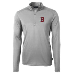 Boston Red Sox Cutter & Buck Big & Tall Virtue Eco Pique Quarter-Zip Pullover Jacket Gray