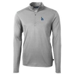 Los Angeles Dodgers Cutter & Buck Big & Tall Virtue Eco Pique Quarter-Zip Pullover Jacket Gray