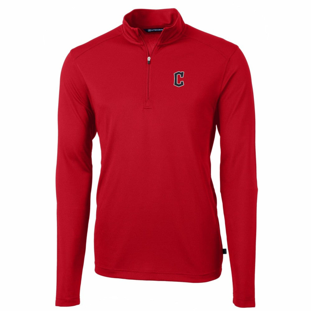 Cleveland Guardians Cutter & Buck Big & Tall Virtue Eco Pique Quarter-Zip Pullover Jacket Red