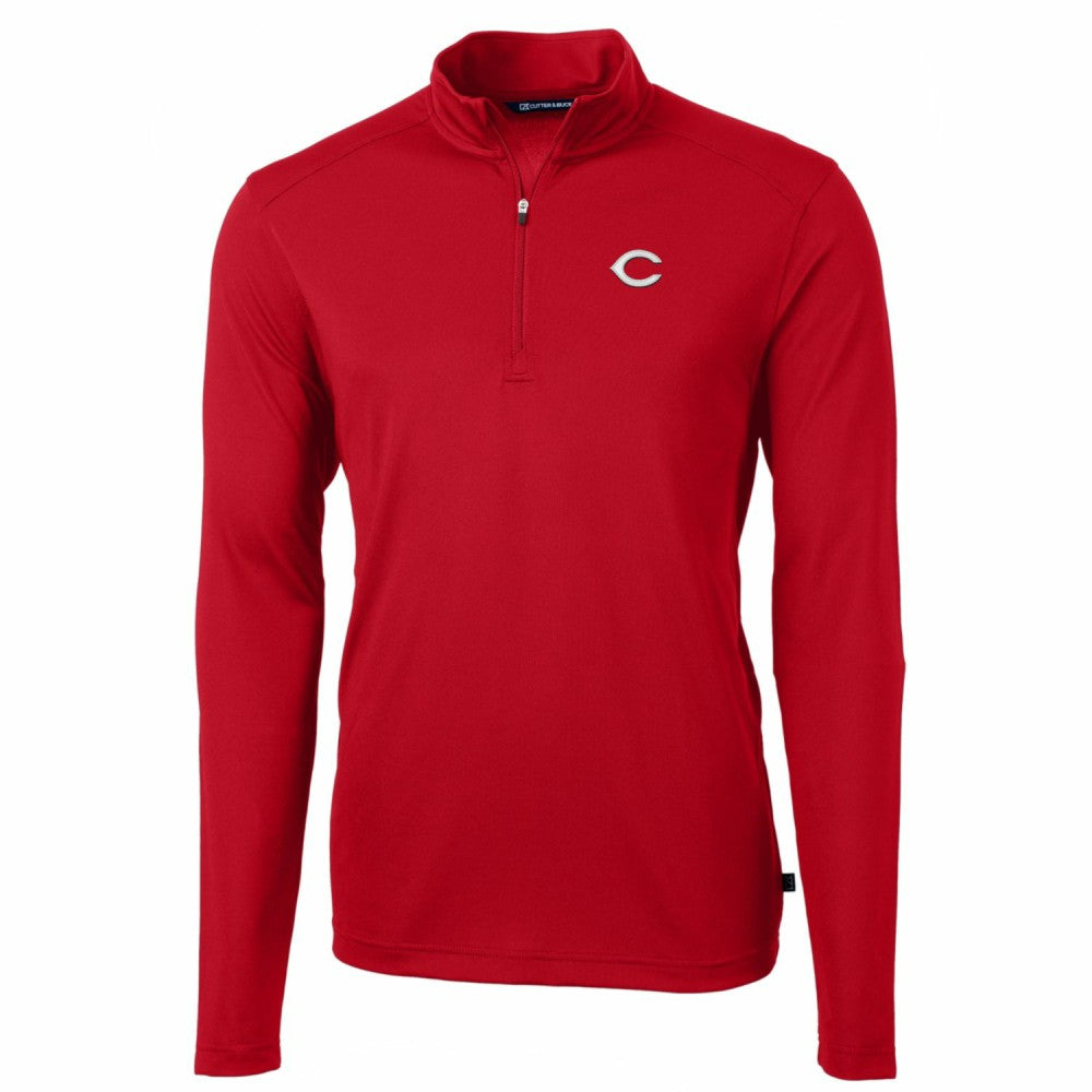 Cincinnati Reds Cutter & Buck Big & Tall Virtue Eco Pique Quarter-Zip Pullover Jacket Red