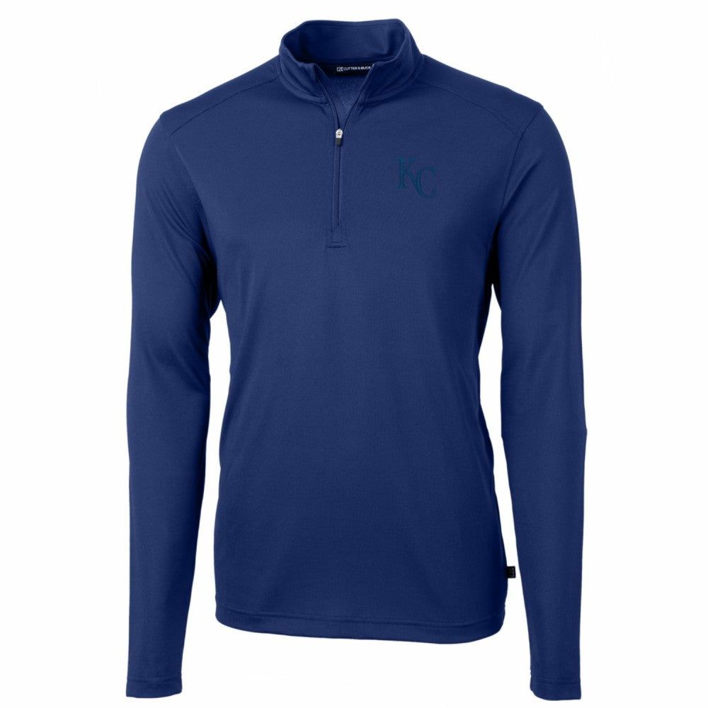 Kansas City Royals Cutter & Buck Big & Tall Virtue Eco Pique Quarter-Zip Pullover Jacket Royal