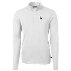 Los Angeles Dodgers Cutter & Buck Big & Tall Virtue Eco Pique Quarter-Zip Pullover Jacket White