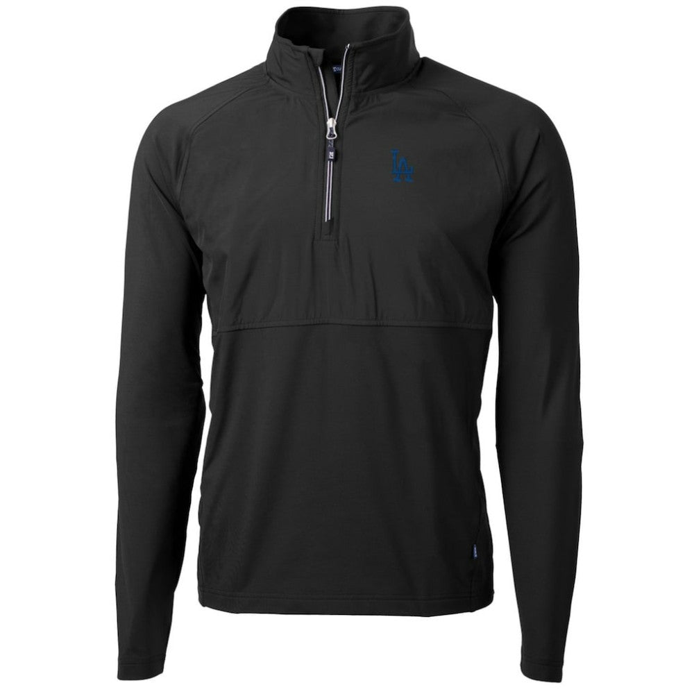 Los Angeles Dodgers Cutter & Buck Adapt Eco Knit Hybrid Recycled Quarter-Zip Pullover Jacket Black