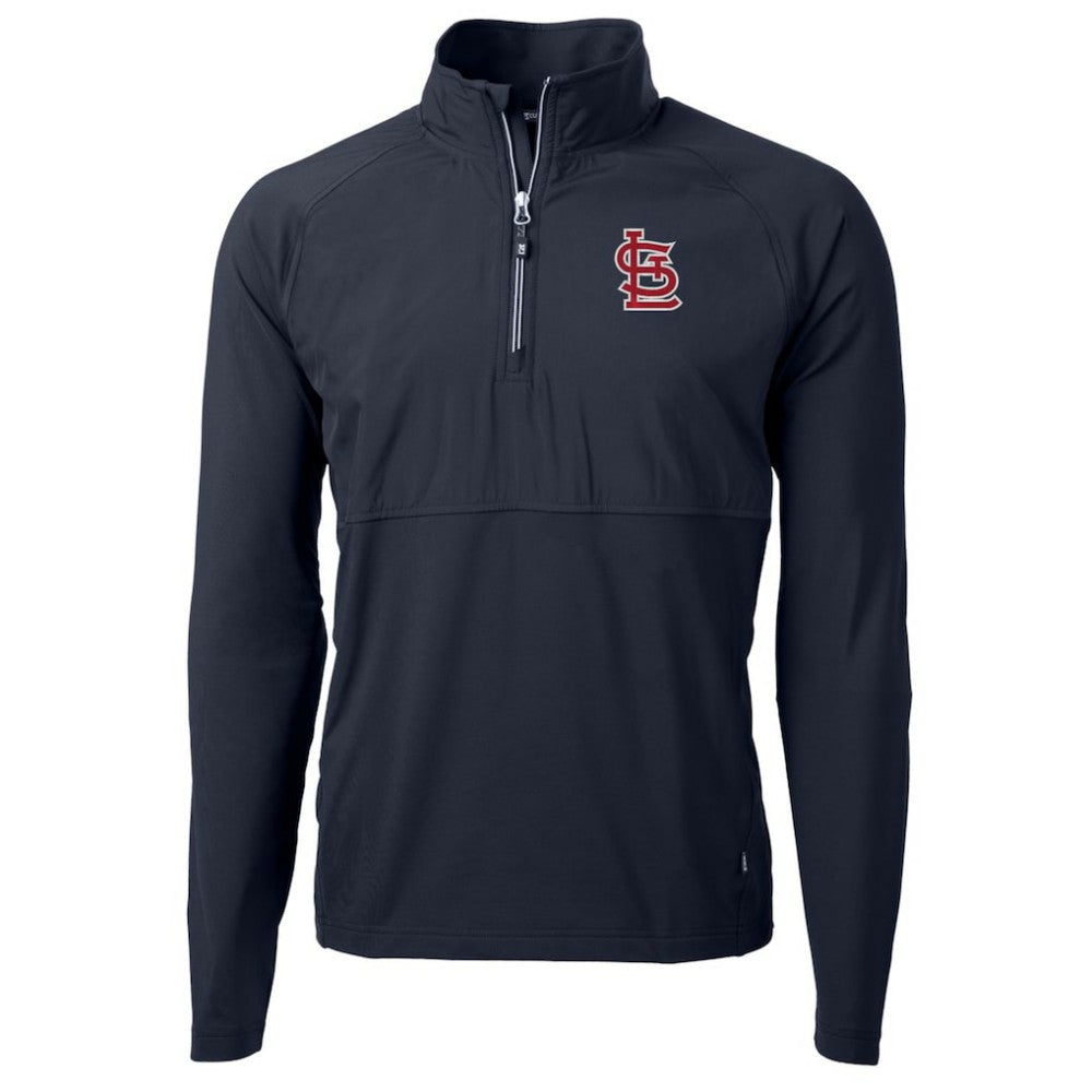 St. Louis Cardinals Cutter & Buck Adapt Eco Knit Hybrid Recycled Quarter-Zip Pullover Jacket Navy