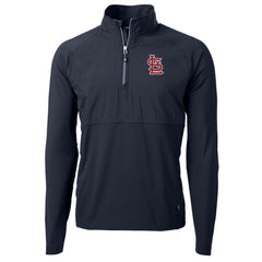 St. Louis Cardinals Cutter & Buck Adapt Eco Knit Hybrid Recycled Quarter-Zip Pullover Jacket Navy