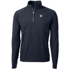 Houston Astros Cutter & Buck Adapt Eco Knit Hybrid Recycled Quarter-Zip Pullover Jacket Navy