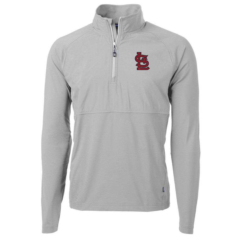 St. Louis Cardinals Cutter & Buck Adapt Eco Knit Hybrid Recycled Quarter-Zip Pullover Jacket Gray