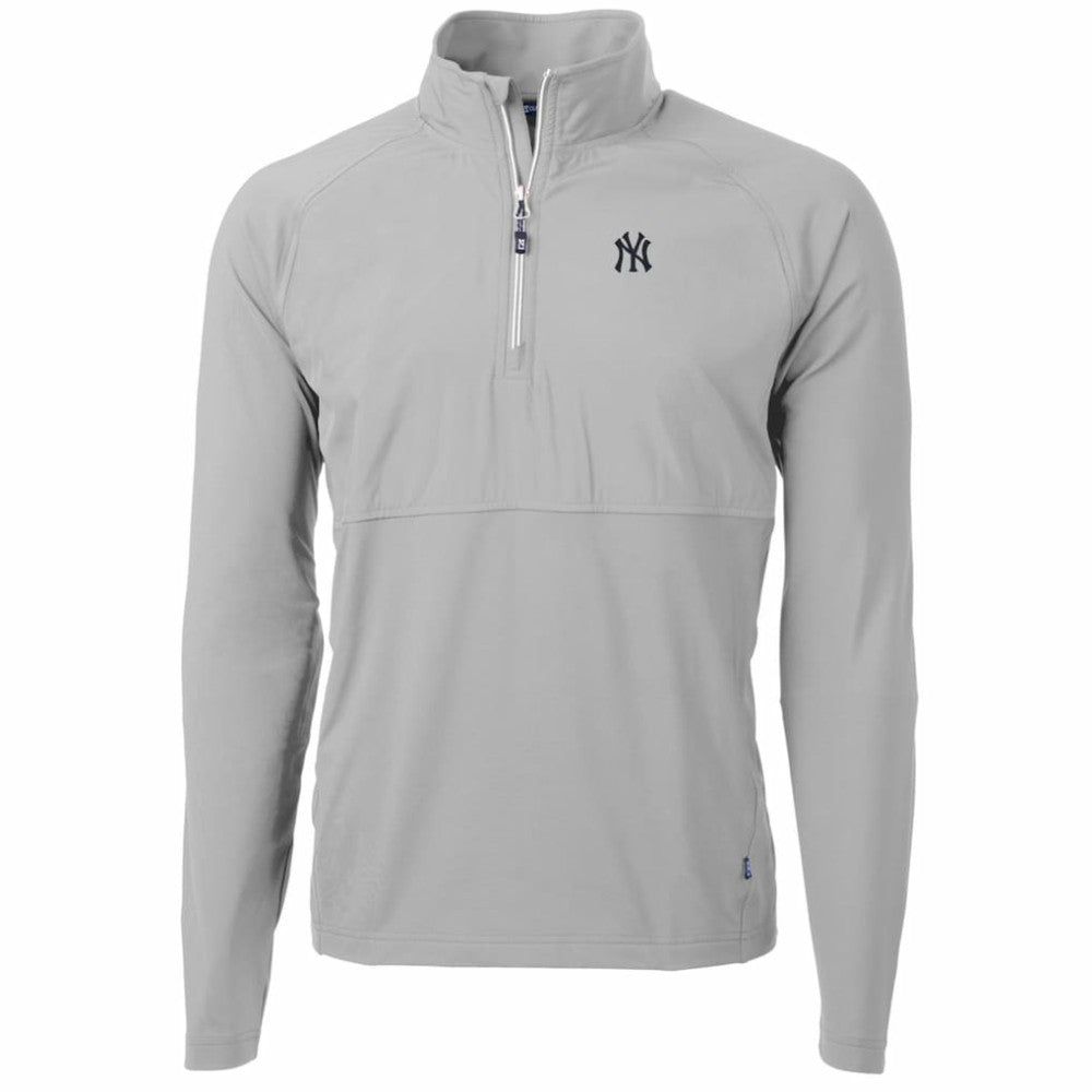 New York Yankees Cutter & Buck Adapt Eco Knit Hybrid Recycled Quarter-Zip Pullover Jacket Gray
