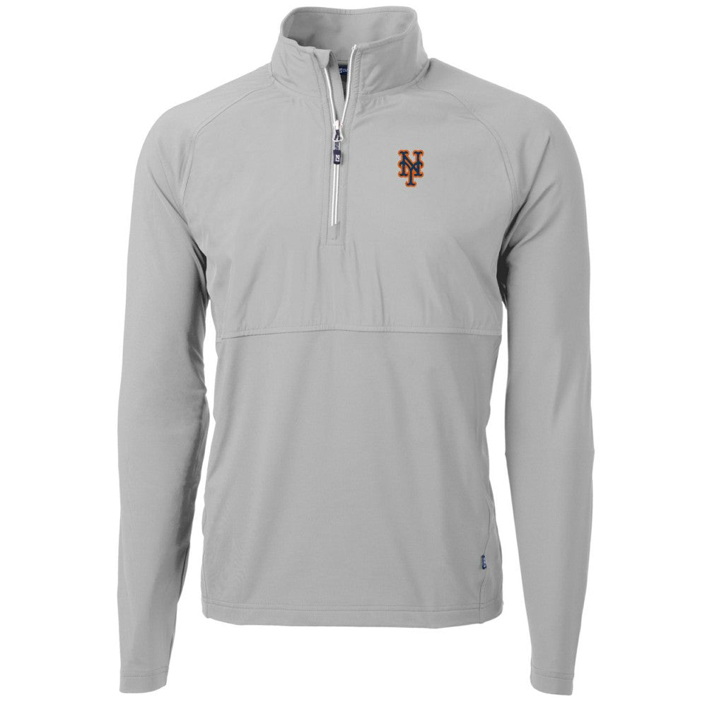 New York Mets Cutter & Buck Adapt Eco Knit Hybrid Recycled Quarter-Zip Pullover Jacket Gray